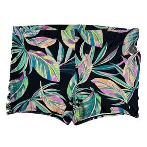 NWT Torrid Black Floral Swim Bottom Shorts Strappy Side Women 5 Plus Pool Beach